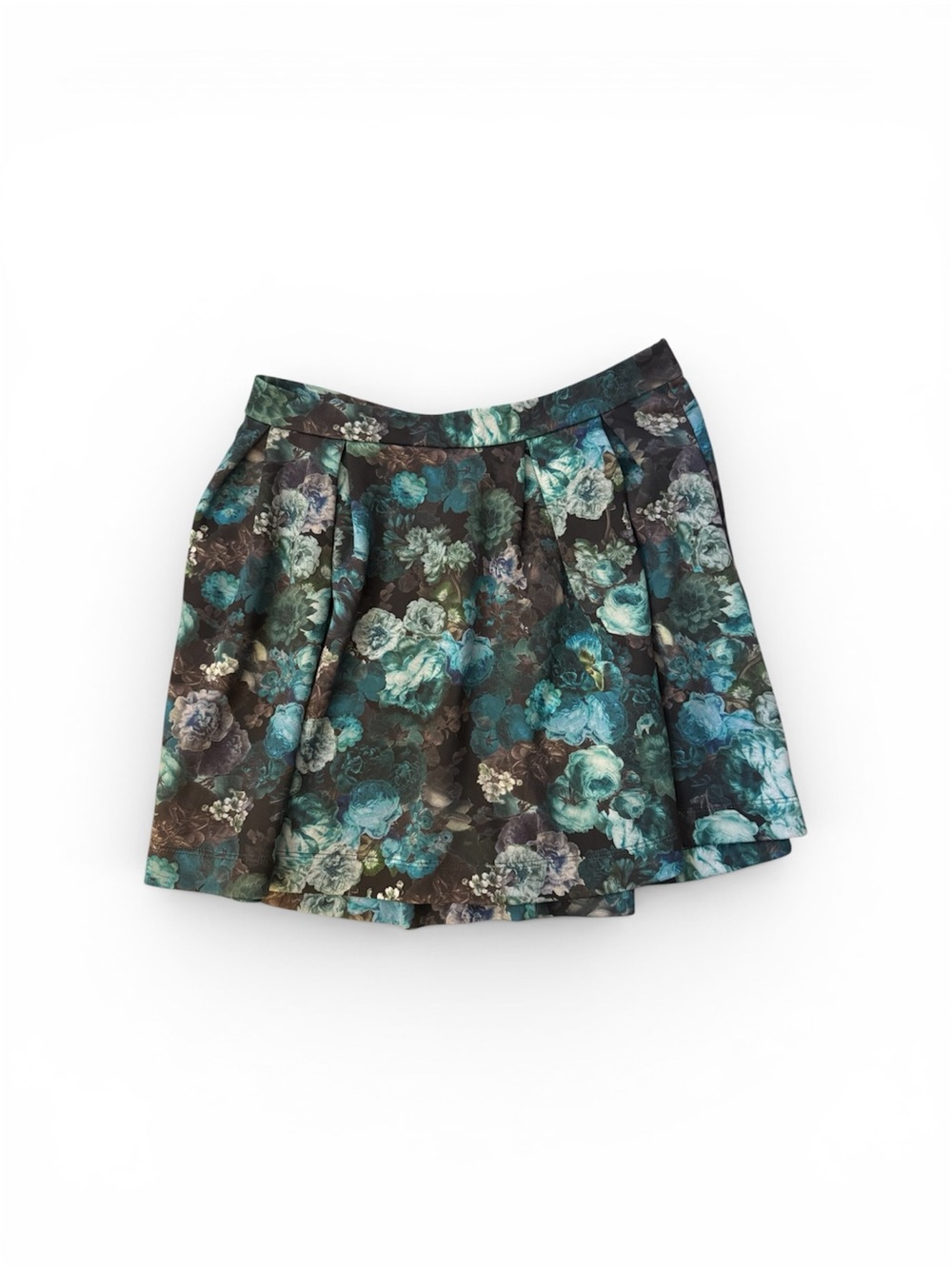 EXPRESS Women’s Full Circle Mini Skirt Black Watercolor Floral Print Sz Medium